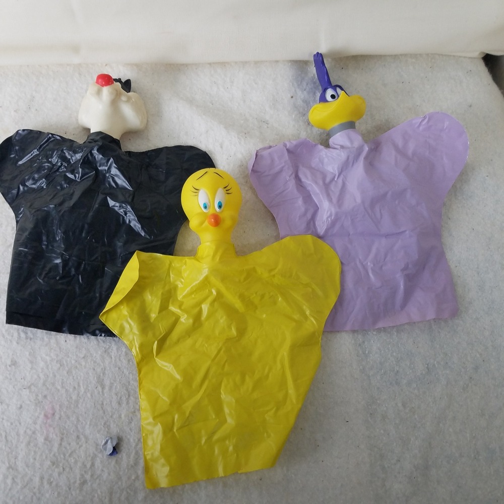 Vintage Looney Tunes Hand Puppets Sylvester‎ Tweety Road Runner Lot of 3